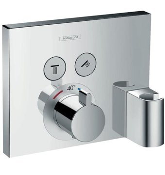 Hansgrohe Pirinç Tekli Çevirmeli Dereceli Ankastre Kare Banyo Bataryası Krom