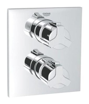 Grohe 19380000 Krom Kaplama Tekli Çevirmeli Dereceli Yarı Ankastre Kare Banyo Bataryası Krom