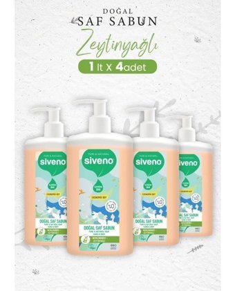 Siveno Pure&Natural Zeytinyağı Nemlendiricili Organik 4'lü 1 lt Sıvı Sabun