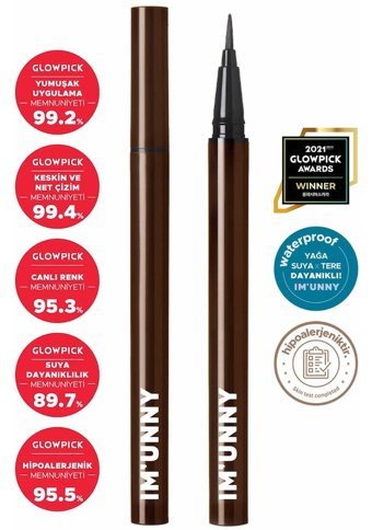 Im Unny Skinny Fit a02 Suya Dayanıklı Mat Koyu Kahverengi Kalıcı İnce Uçlu Likit Eyeliner