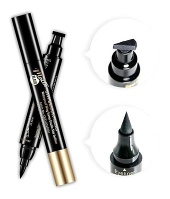 Shibella Cosmetics Çift Taraflı Suya Dayanıklı Mat Siyah İnce Uçlu Keçe Likit Eyeliner