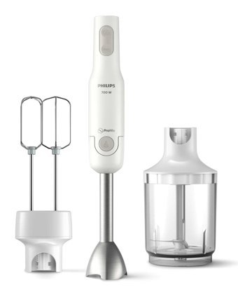 Philips Promix 500 ml Plastik Hazneli Çift Bıçaklı 3'lü Mini El Blender Beyaz