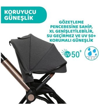 Chicco Mysa Çift Yönlü Katlanabilir Tek Elle Kapanan 360 Derece Dönen Tam Yatar Travel Sistem Bebek Arabası Siyah