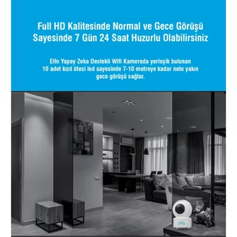 Elfo Hareket Sensörlü Gece Görüşlü Kablosuz Full HD IP Bebek Kamerası