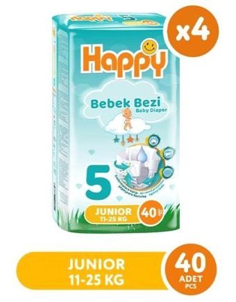 Happy Junior 5 Numara Bantlı Bebek Bezi 4x40'lı