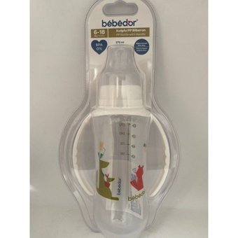 Bebedor Polipropilen Kulplu 6-18 Ay Desenli Beyaz Biberon 270 ml