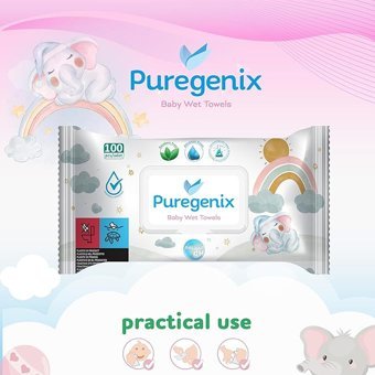 Puregenix Bebek 100 Yaprak 4'lü Paket Islak Mendil