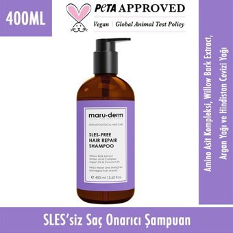 Maruderm Onarıcı Yıpranmış Saçlar İçin Tuzsuz Sülfatsız Argan Yağı ve Hindistan Cevizli Standart Unisex Şampuan 400 ml