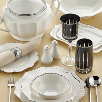 Royal London Diana Silver YMT RL01-110 60 Parça 12 Kişilik Desenli Porselen Oval Yemek Takımı