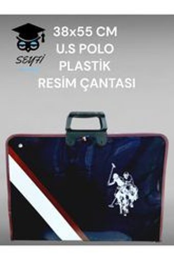 U.S. Polo Assn. Fermuarlı Siyah Plastik Resim Çantası 38x55 cm