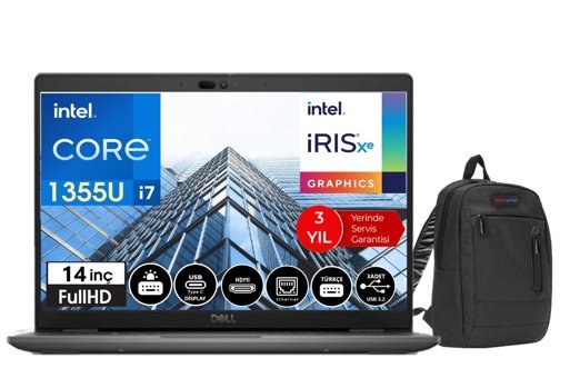 Dell Latitude 3440 DLN033L35401514 Dahili Intel Iris Xe Graphics Eligible Intel Core i7 1355U 64 GB Ram 512 GB SSD 14 inç Full HD FreeDos Laptop + Çanta