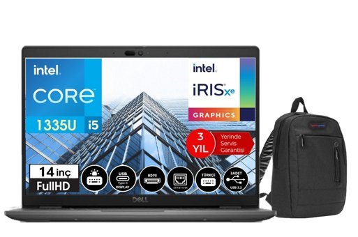 Dell Latitude 3440 DLN053L3440140109 Dahili Intel Iris Xe Graphics Eligible Intel Core i5 1335U 32 GB Ram 256 GB SSD 14 inç Full HD FreeDos Laptop + Çanta