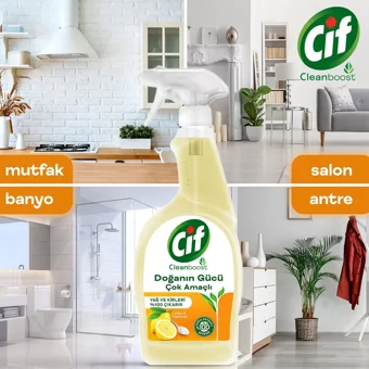 Cif Doğanın Gücü Sprey Mutfak ve Banyo Temizleyici 4x750 ml