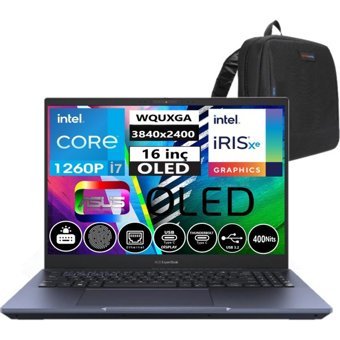 Asus Expertbook B5602CBA-I71260165 090NX05H1-M00P4034 Dahili Intel Iris Xe Graphics Eligible Intel Core i7 1260P 40 GB DDR5 Ram 1 TB SSD 16 inç Full HD Windows 11 Pro Laptop + WeblegelsinÇanta