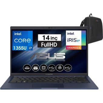 Asus Expertbook B1402CVA B1 AI7161TBB0D08 Dahili Intel Iris Xe Graphics Eligible Intel Core i7 1355U 32 GB Ram 2 TB SSD 14 inç Full HD FreeDos Laptop + WeblegelsinÇanta