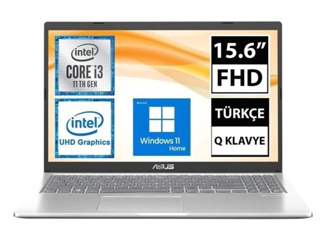 Asus X515EA-BQ967W Dahili Intel UHD Graphics Intel Core i3 1115G4 4 GB Ram 128 GB SSD 15.6 inç Full HD Windows 11 Home Laptop