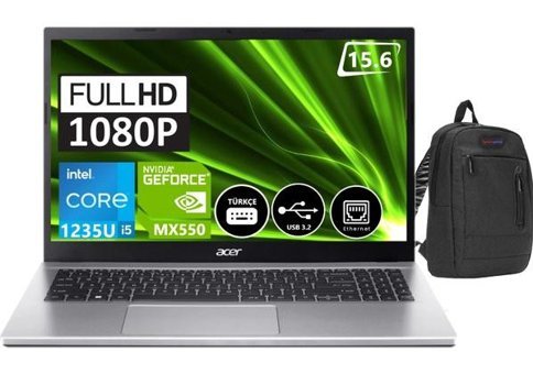 Acer Aspire 3 A315-59G NXK6WEY00227 Harici GeForce MX550 Intel Core i5 1235U 32 GB Ram 1 TB SSD 15.6 inç Full HD Windows 11 Home Laptop + WeblegelsinÇanta