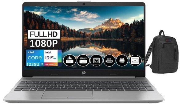 HP 250 G9 250G96Q8N9ES23 Dahili Intel Iris Xe Graphics Eligible Intel Core i5 1235U 16 GB Ram 1 TB SSD 15.6 inç Full HD Windows 11 Home Laptop + Zetta Çanta