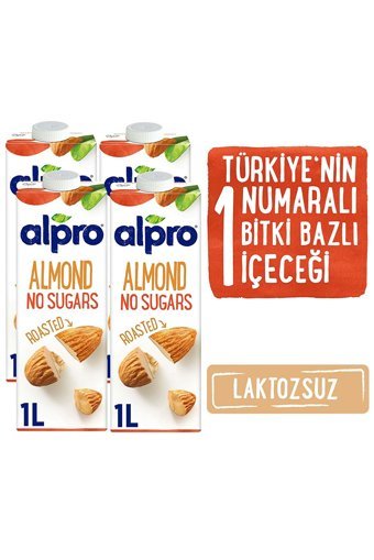 Alpro Şekersiz Badem Sütü Laktozsuz 4'lü 1 lt