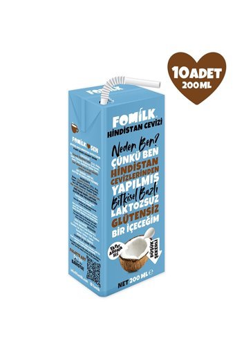 Fomilk Vegan Hindistan Cevizi Sütü Laktozsuz 10'lu 200 ml