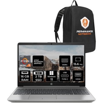 HP 255 G9 6Q8N1ES260 Dahili AMD Radeon RX Vega 7 AMD Ryzen 5 5625U 16 GB Ram 2 TB SSD 15.6 inç Full HD Windows 11 Pro Laptop + PER4 Çanta