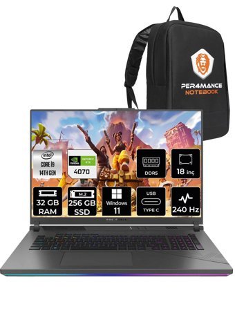 Asus ROG Strix G18 N6092 Harici GeForce RTX 4080 Intel Core i9 14900HX 32 GB Ram 256 GB SSD 18 inç Full HD Windows 11 Home Oyuncu Laptop + PER4 Çanta