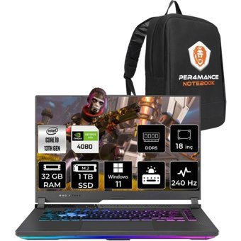 Asus ROG Strix G18 N6002P358 N6002 Harici GeForce RTX 4080 Intel Core i9 13980HX 32 GB Ram 1 TB SSD 18 inç QHD Windows 11 Home Oyuncu Laptop + PER4 Çanta