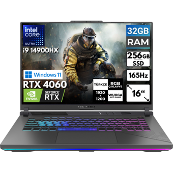 Asus ROG Strix G16 G614JVR-N3095 BT27 Harici GeForce RTX 4060 Intel Core i9 14900HX 32 GB Ram 256 GB SSD 16 inç Full HD Windows 11 Home Oyuncu Laptop