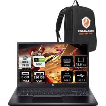 Acer Nitro 5 15 ANV15-51 NH.QNCEY.001 Harici GeForce RTX 3050 Intel Core i5 13420H 8 GB Ram 256 GB SSD 15.6 inç Full HD FreeDos Oyuncu Laptop + PER4 Çanta