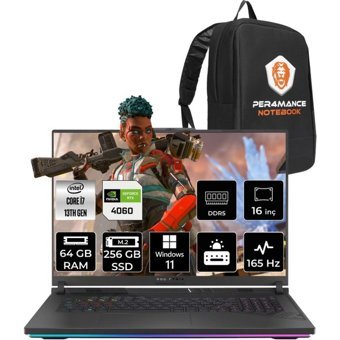 Asus ROG Strix G16 N3158P411 Harici GeForce RTX 4060 Intel Core i7 13650HX 64 GB Ram 256 GB SSD 16 inç Full HD Windows 11 Pro Oyuncu Laptop + PER4 Çanta