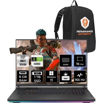 Asus ROG Strix G16 N3242P343 Harici GeForce RTX 4060 Intel Core i7 13650HX 8 GB Ram 1 TB SSD 16 inç Full HD Windows 11 Home Oyuncu Laptop + PER4 Çanta