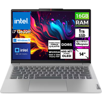 Lenovo IdeaPad Slim 5 14IRL8 82XD009FTX BT2 Dahili Intel UHD Graphics Intel Core i7 13620H 16 GB Ram 1 TB SSD 14 inç Full HD Windows 11 Pro Laptop