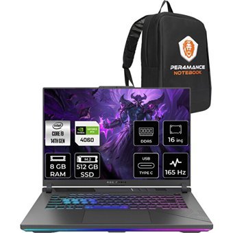 Asus ROG Strix G16 N3117P302 Harici GeForce RTX 4060 Intel Core i9 14900HX 8 GB Ram 512 GB SSD 16 inç Full HD FreeDos Oyuncu Laptop + PER4 Çanta