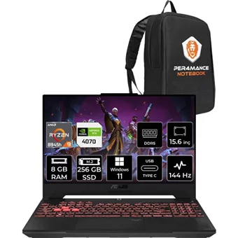 Asus TUF Gaming A15 LP125 LP125P341 Harici GeForce RTX 4070 AMD Ryzen 9 8945H 8 GB Ram 256 GB SSD 15.6 inç Full HD Windows 11 Home Oyuncu Laptop + PER4 Çanta