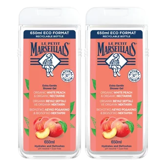 Le Petit Marseillais Beyaz Şeftalili Nektarin Aromalı Nemlendirici Duş Jeli 2x650 ml