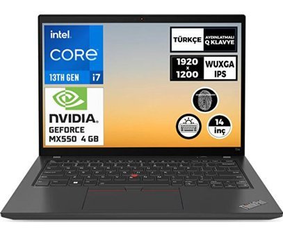 Lenovo Thinkpad T14 Gen 4 21HD00ECTX 003 Harici GeForce MX550 Intel Core i7 1370P 34 GB Ram 4 TB SSD 14 inç Full HD FreeDos Laptop