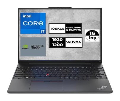 Lenovo Thinkpad E16 Gen 1 21JQS2MDTX Harici GeForce MX550 Intel Core i7 1355U 16 GB Ram 1 TB SSD 16 inç Full HD FreeDos Laptop