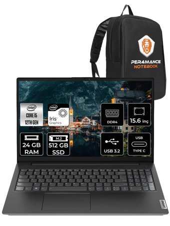 Lenovo V15 Gen 4 LAH 83FS001HTR Dahili Intel UHD Graphics Intel Core i5 12500 24 GB Ram 512 GB SSD 15.6 inç Full HD FreeDos Laptop + PER4 Çanta