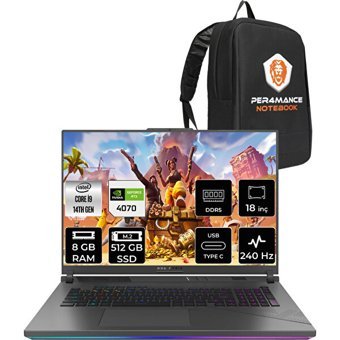 Asus ROG Strix G18 N6062P302 N6062 Harici GeForce RTX 4070 Intel Core i9 14900HX 8 GB Ram 512 GB SSD 18 inç QHD FreeDos Oyuncu Laptop + PER4 Çanta