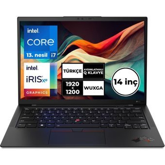 Lenovo Thinkpad X1 CARBON 21HNSB4CY2 BT1 Dahili Intel Iris Xe Graphics Eligible Intel Core i7 1355U 32 GB Ram 512 GB SSD 14 inç Full HD Windows 11 Pro Laptop