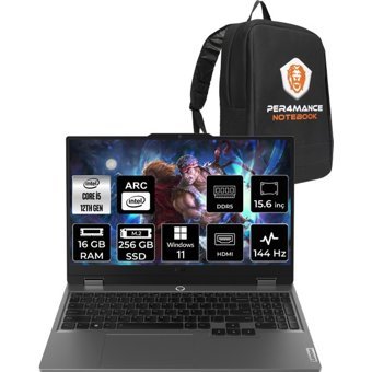 Lenovo LOQ 83FQ000UTRP346 Harici Intel ARC A530M Intel Core i5 12450HX 16 GB Ram 256 GB SSD 15.6 inç Full HD Windows 11 Home Laptop + PER4 Çanta