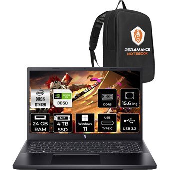 Acer Nitro 5 15 ANV15-51 NH.QNCEY.002 Harici GeForce RTX 3050 Intel Core i5 13420H 24 GB Ram 4 TB SSD 15.6 inç Full HD Windows 11 Home Oyuncu Laptop + PER4 Çanta