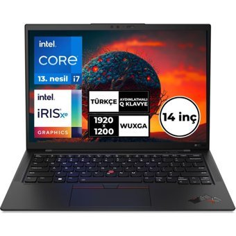 Lenovo Thinkpad X1 CARBON 21HNSB7FX9 BT1 Dahili Intel Iris Xe Graphics Eligible Intel Core i7 1355U 16 GB Ram 1 TB SSD 14 inç Full HD Windows 11 Pro Laptop