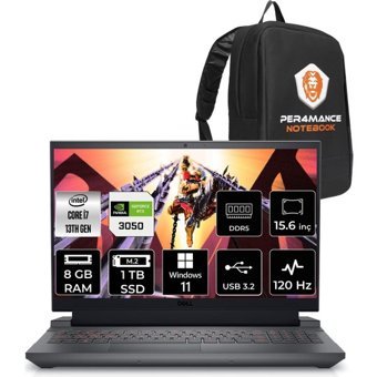 Dell Gaming G15 5530 G55302401005UP113 Harici GeForce RTX 3050 Intel Core i7 13650HX 8 GB Ram 1 TB SSD 15.6 inç Full HD Windows 11 Pro Oyuncu Laptop + PER4 Çanta