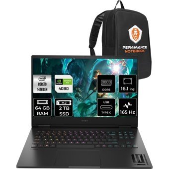 HP Omen 16 9J2A5EAPN334 Harici GeForce RTX 4080 Intel Core i9 14900HX 64 GB Ram 2 TB SSD 16.1 inç Full HD FreeDos Oyuncu Laptop + PER4 Çanta