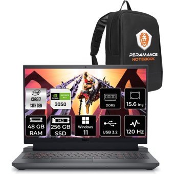 Dell Gaming G15 5530 G55302401005UP96 Harici GeForce RTX 3050 Intel Core i7 13650HX 48 GB Ram 256 GB SSD 15.6 inç Full HD Windows 11 Home Oyuncu Laptop + PER4 Çanta