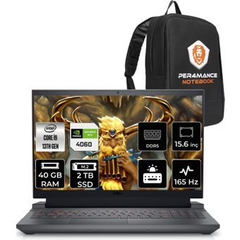 Dell Gaming G15 5530 G55302401017UP54 Harici GeForce RTX 4060 Intel Core i9 13900HX 40 GB Ram 2 TB SSD 15.6 inç Full HD FreeDos Oyuncu Laptop + PER4 Çanta