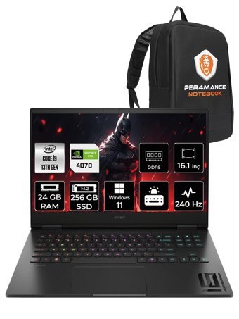 HP Omen 16 7Q7W3EA Harici GeForce RTX 4070 Intel Core i9 13900HX 24 GB Ram 256 GB SSD 16.1 inç QHD Windows 11 Home Oyuncu Laptop + PER4 Çanta