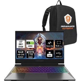 Casper Excalibur G8701265DFA0XBP344 Harici GeForce RTX 4050 Intel Core i7 12650H 48 GB Ram 2 TB SSD 15.6 inç Full HD FreeDos Oyuncu Laptop + PER4 Çanta