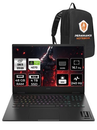 HP Omen 16 7Q7W7EA Harici GeForce RTX 4070 Intel Core i9 13900HX 48 GB Ram 2 TB SSD 16.1 inç QHD FreeDos Oyuncu Laptop + PER4 Çanta